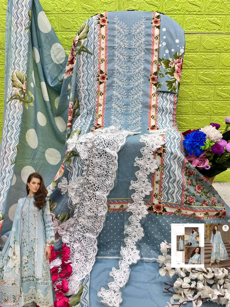 Ezra Hit Design 1005 Cotton Self Embroidery Fancy Suit