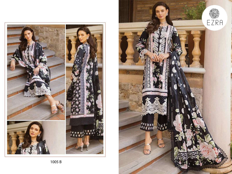 Ezra Hit Design 1005 Cotton Self Embroidery Fancy Suit