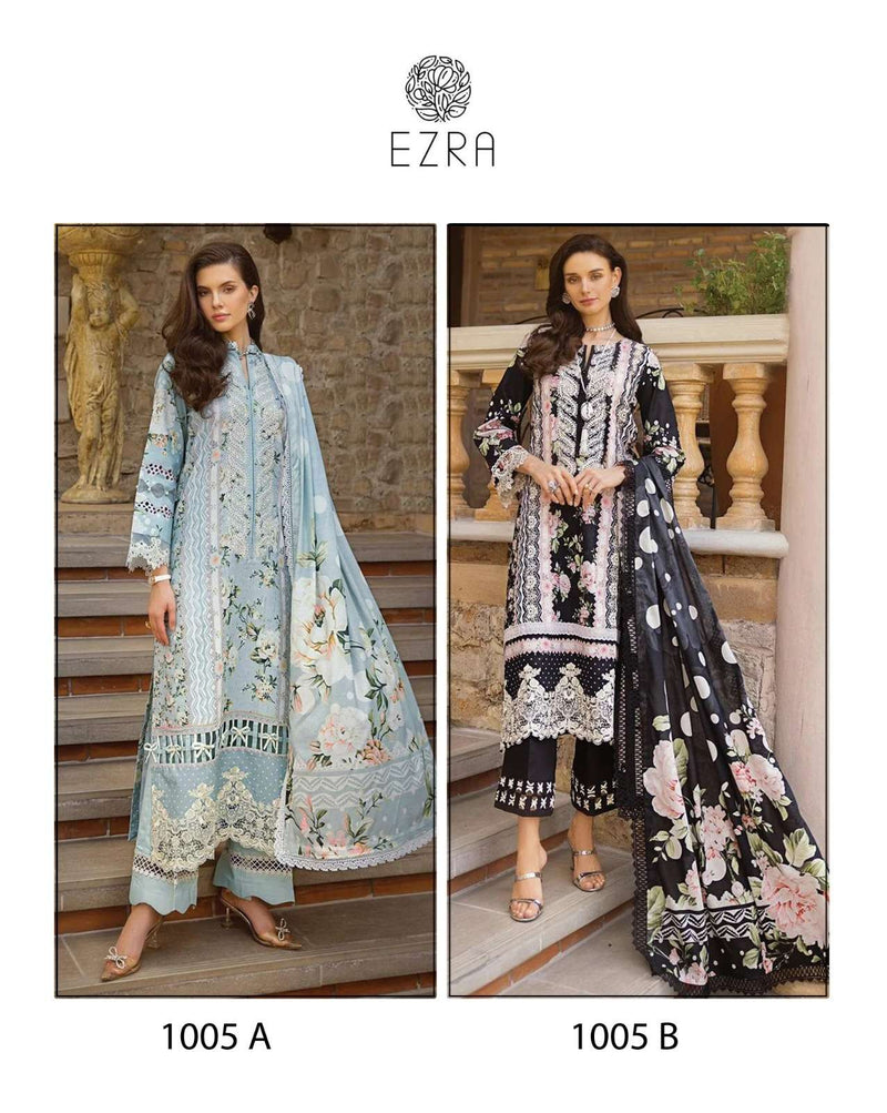 Ezra Hit Design 1005 Cotton Self Embroidery Fancy Suit