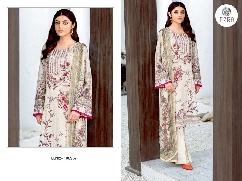 Ezra Hit Design 1009 Cotton Self Embroidery Fancy Suit