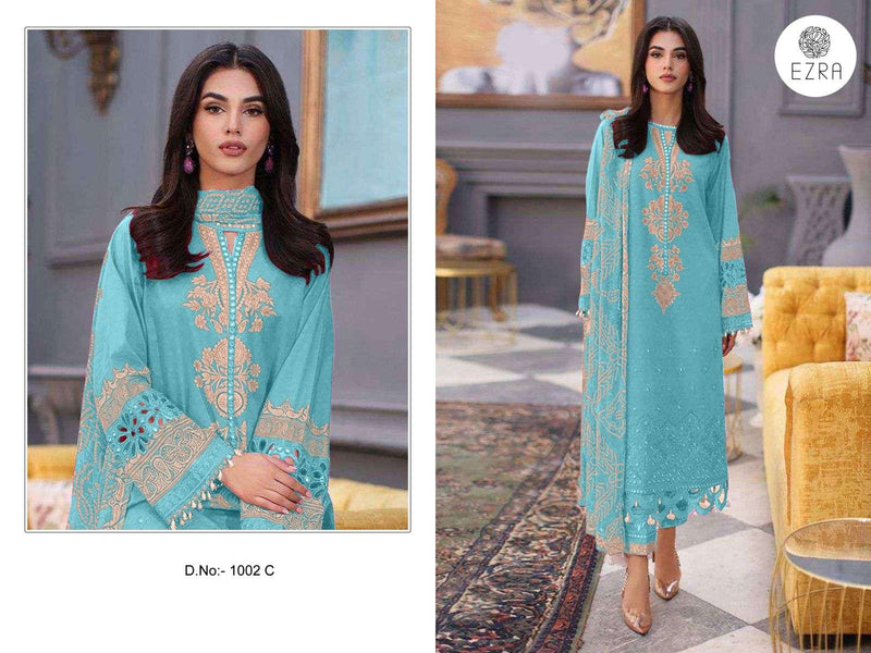 Ezra Hit Design No 1002 Bcd Cotton Heavy Embroidery Fancy Salwar Suit