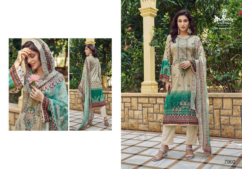 Majesty Bin Saeed Vol 7 Pure Cotton Self Embroidered Salwar Suit