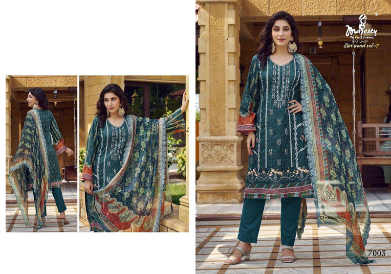 Majesty Bin Saeed Vol 7 Pure Cotton Self Embroidered Salwar Suit