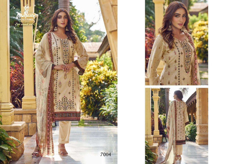 Majesty Bin Saeed Vol 7 Pure Cotton Self Embroidered Salwar Suit