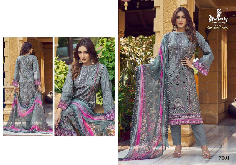 Majesty Bin Saeed Vol 7 Pure Cotton Self Embroidered Salwar Suit