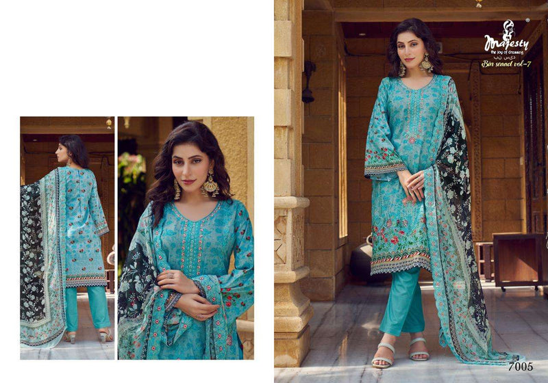 Majesty Bin Saeed Vol 7 Pure Cotton Self Embroidered Salwar Suit