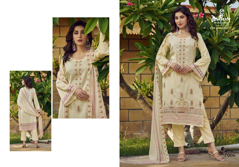 Majesty Bin Saeed Vol 7 Pure Cotton Self Embroidered Salwar Suit