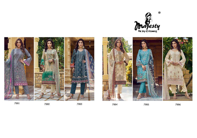 Majesty Bin Saeed Vol 7 Pure Cotton Self Embroidered Salwar Suit