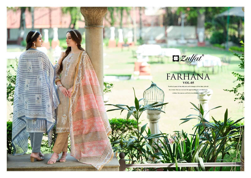 Zulfat Farhana Vol 5 Cotton Unstich Dress Material Suit For Dailywear