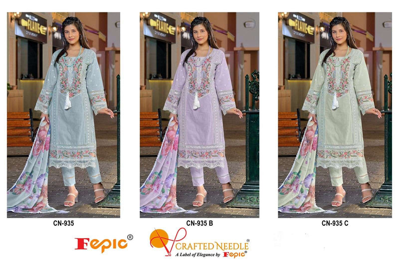 Fepic Crafted Needle Cn 935 Cambric Cotton Heavy Embroidered Party Wear Suit