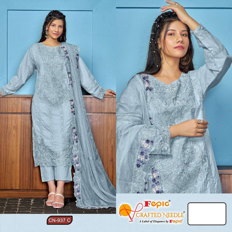 Fepic Crafted Needle Cn 937 Cotton Embroidered With Khatli Work Readymade Party Wear Suit