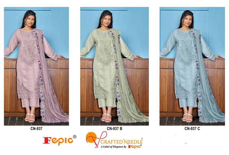 Fepic Crafted Needle Cn 937 Cotton Embroidered With Khatli Work Readymade Party Wear Suit