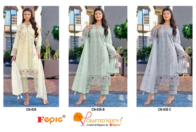 Fepic Crafted Needle Cn 938 Cambric Cotton Heavy Embroidered Designer Readymade Suit