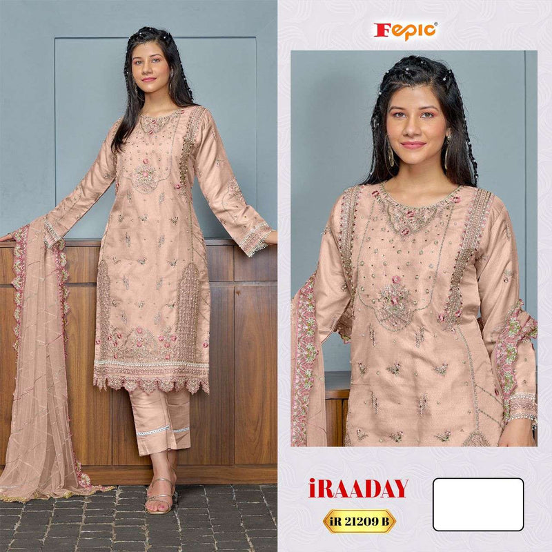 Fepic Iraaday Ir 21209 Organza Embroidered With Hand Work Semi Stitched Designer Salwar Suit