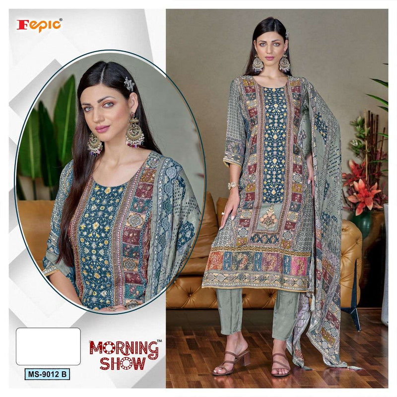 Fepic Morning Show Ms 9012 Viscose Muslin Digital Printed Pret Kurti