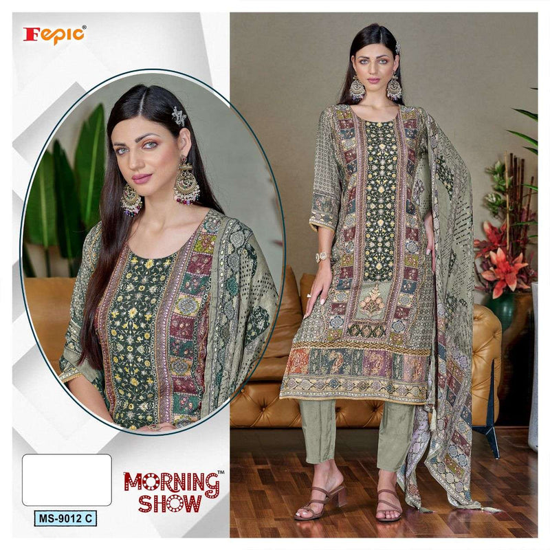 Fepic Morning Show Ms 9012 Viscose Muslin Digital Printed Pret Kurti