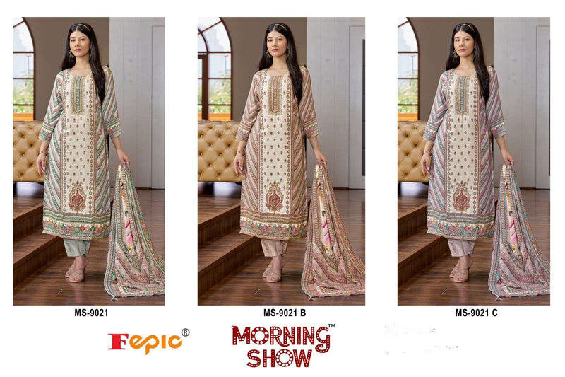 Fepic Morning Show Ms 9021 Muslin Digital Printed Heavy Designer Kurti Combo Set