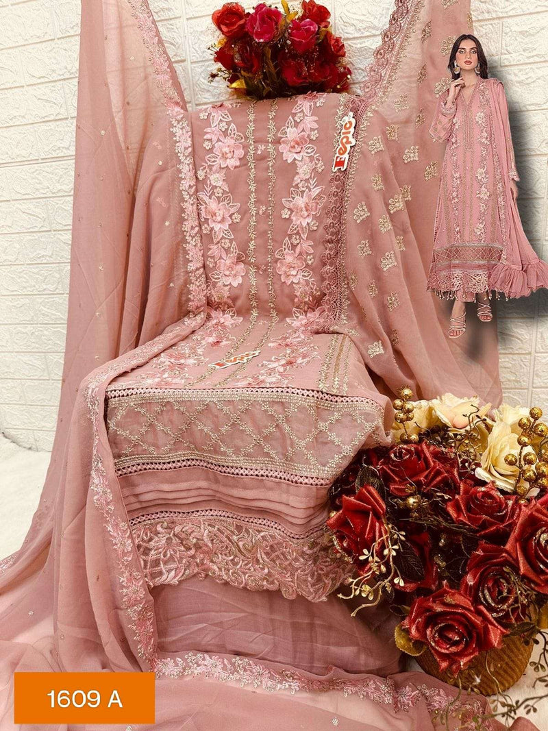 Fepic Rosemeen C 1609 Georgette Embroidered Party Wear Suit