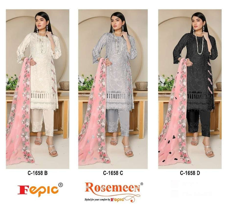 Fepic Rosemeen C 1658 Georgette Embroidered  Designer Party Wear Suit