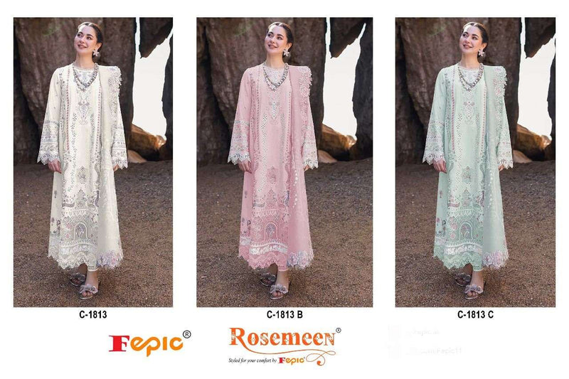 Fepic Rosemeen C 1813 Pure Cotton Embroidered Semi Stitched Designer Salwar Suit