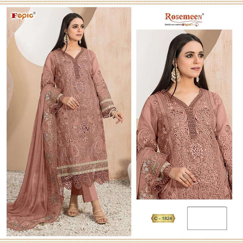 Fepic Rosemeen C 1824 Organza Embroidered Pearl Work Designer Party Wear Salwar Suit