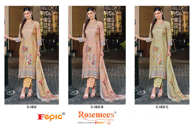 Fepic Rosemeen C 1833 Muslin Embroidered Designer Salwar Kameez