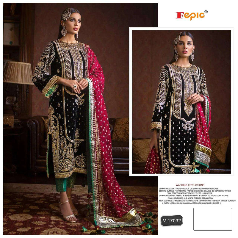 Fepic V 17032 Velvet Embroidered Designer Party Wear Salwar Kameez