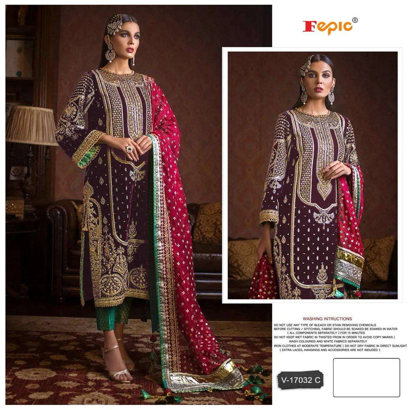 Fepic V 17032 Velvet Embroidered Designer Party Wear Salwar Kameez