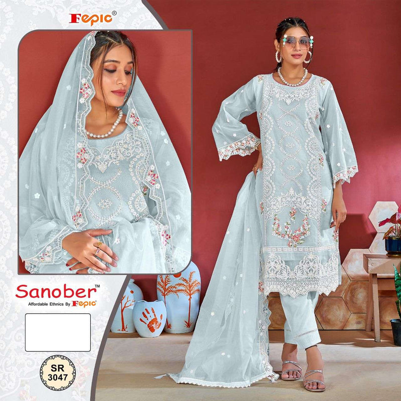 Fepic Sanober Sr 3047  Organza Embroidered Designer Pret Kurti Collection