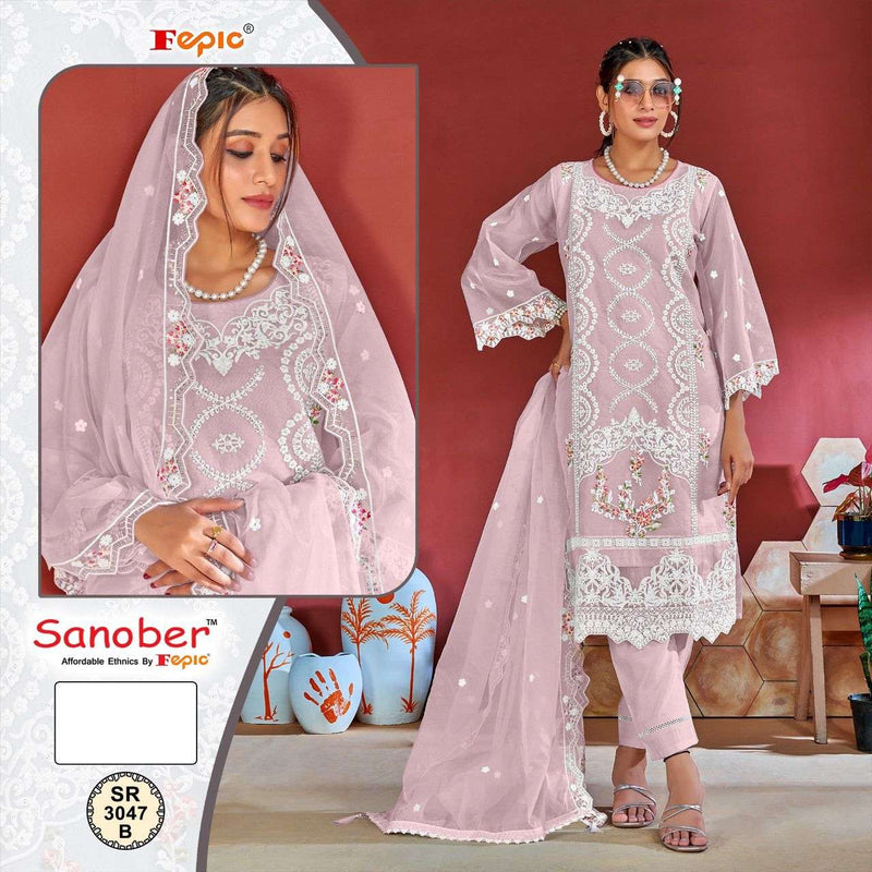 Fepic Sanober Sr 3047  Organza Embroidered Designer Pret Kurti Collection