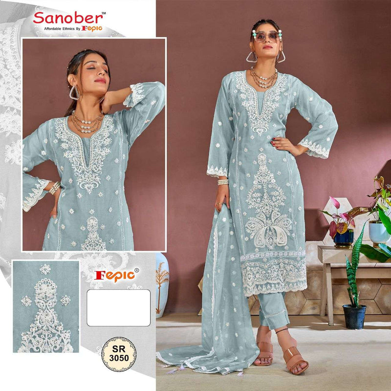 Fepic Sanober Sr 3050 Organza Embroidered Designer Pret Kurti Collection