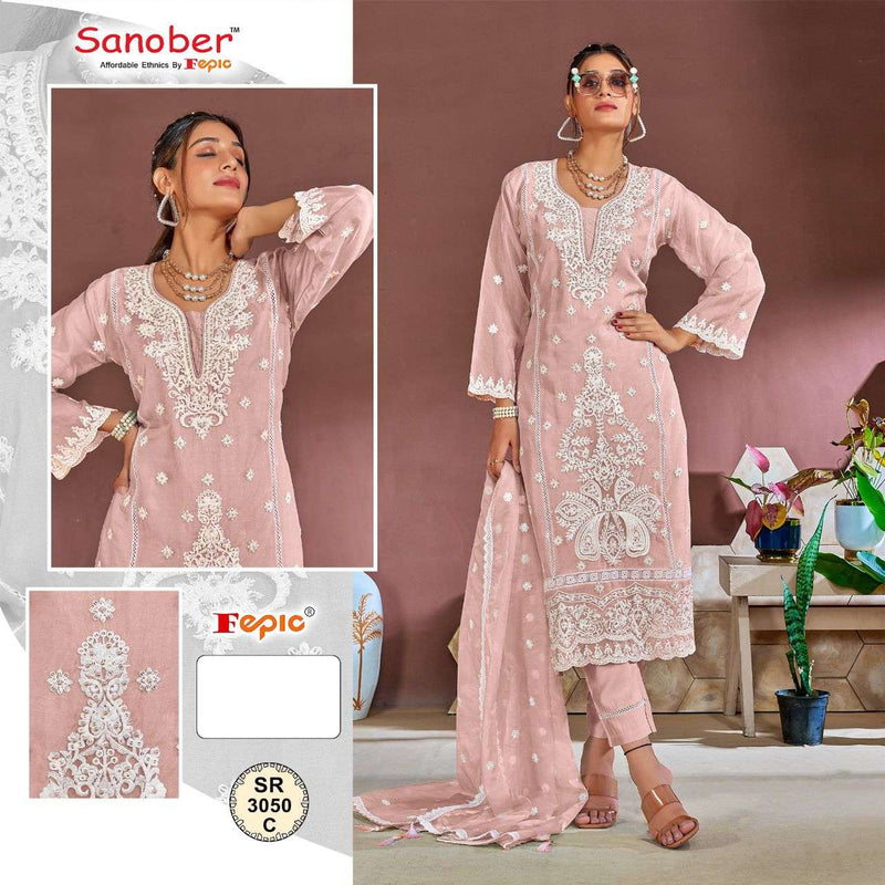 Fepic Sanober Sr 3050 Organza Embroidered Designer Pret Kurti Collection