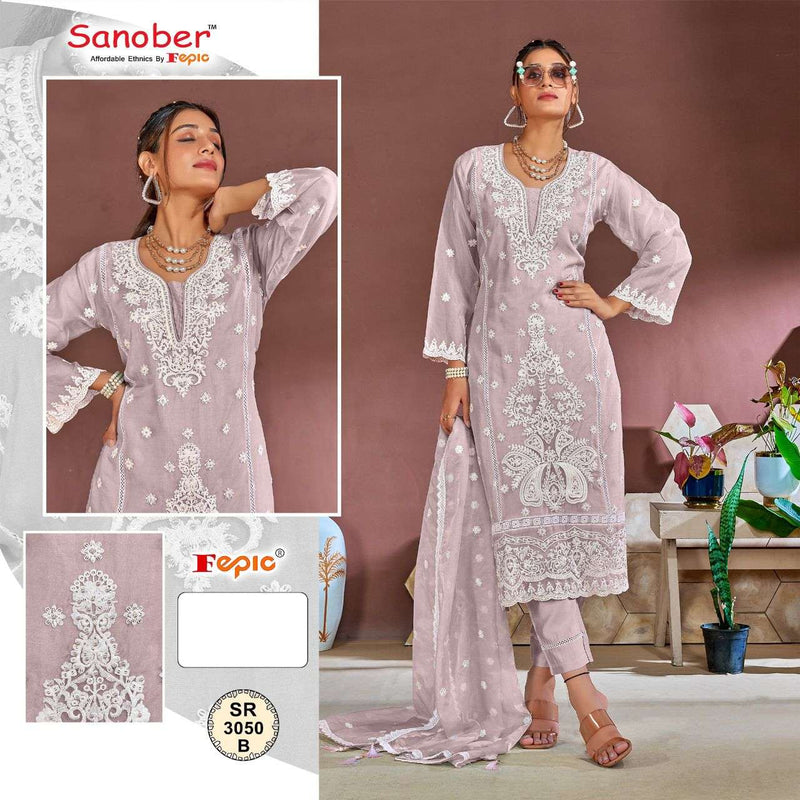 Fepic Sanober Sr 3050 Organza Embroidered Designer Pret Kurti Collection