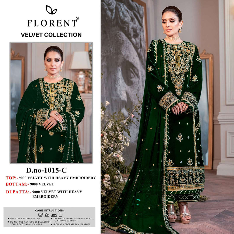 Florent D No 1015 Velvet Heavy Embroidery Designer Salwar Suit