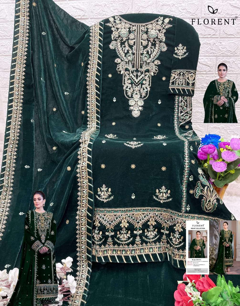 Florent D No 1015 Velvet Heavy Embroidery Designer Salwar Suit