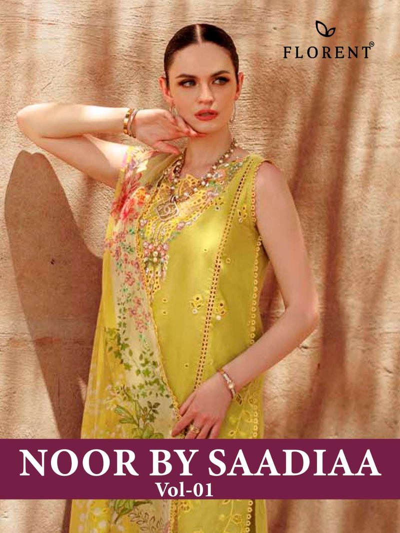 Florent Noor By Saadiaa Vol 1 Cotton Heavy Designer Semi Stitched Party Wear Suit