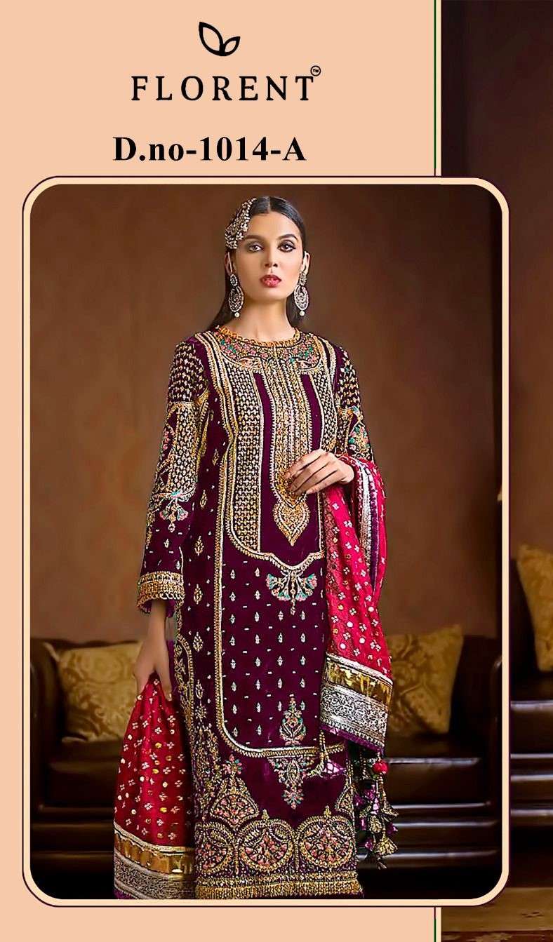 Florent Tm Design No 1014 Abcd 9000 Velvet Heavy Embroidery Suit