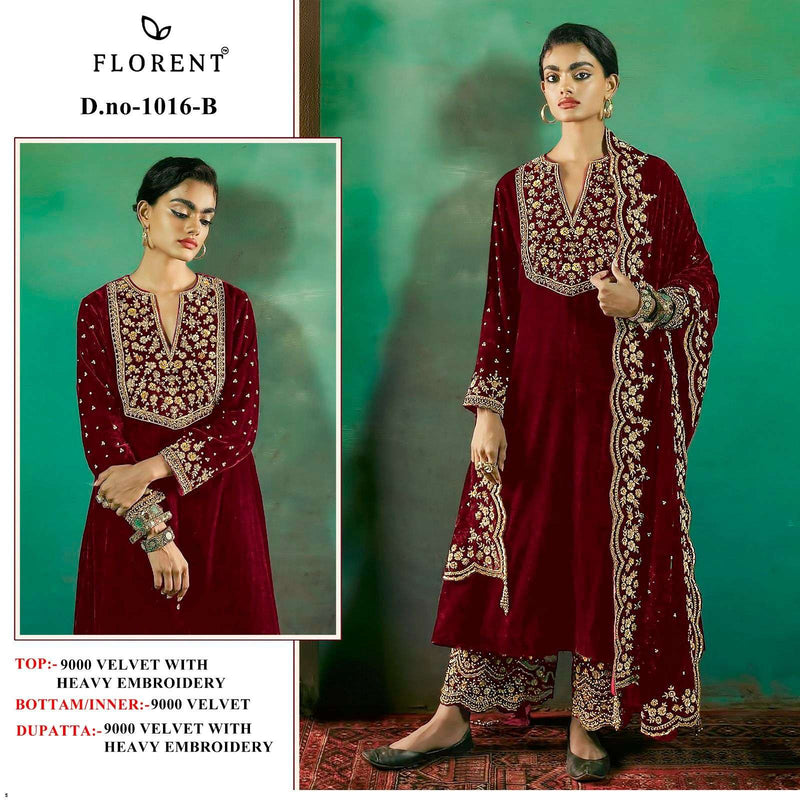 Florent Tm Design No 1016 Abcd 9000 Velvet Heavy Embroidery Suit