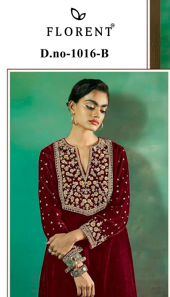 Florent Tm Design No 1016 Abcd 9000 Velvet Heavy Embroidery Suit