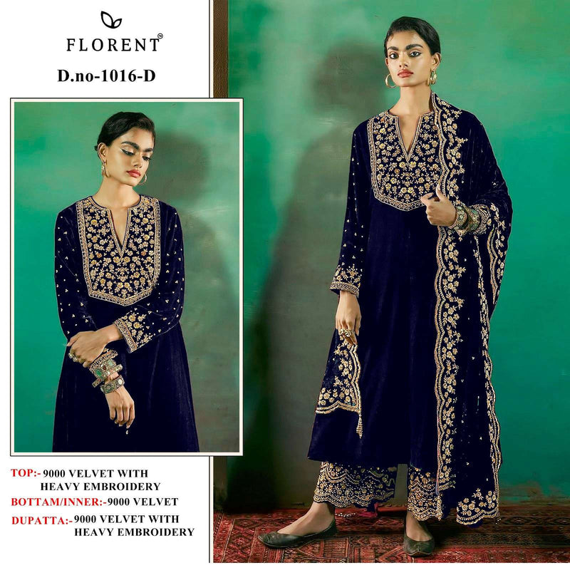 Florent Tm Design No 1016 Abcd 9000 Velvet Heavy Embroidery Suit