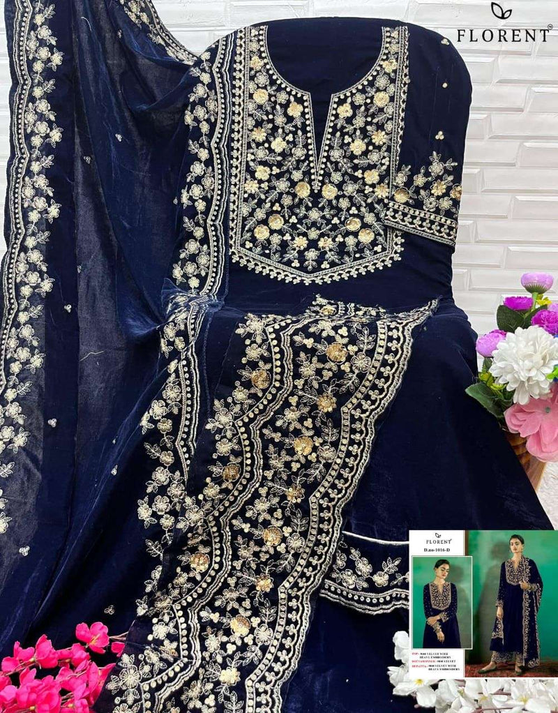 Florent Tm Design No 1016 Abcd 9000 Velvet Heavy Embroidery Suit