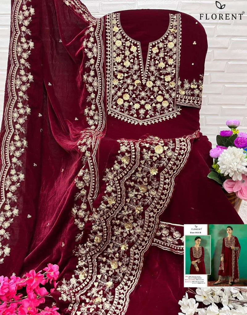 Florent Tm Design No 1016 Abcd 9000 Velvet Heavy Embroidery Suit