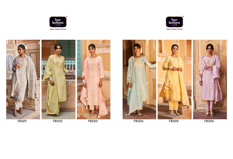 Four Buttons Present Arzoo Full Stitch Function Wear Kurti With Pant And Dupatta