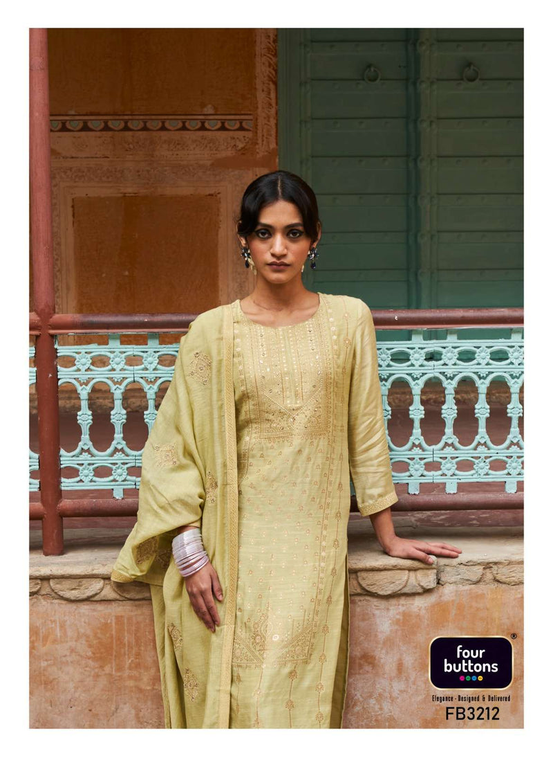 Four Buttons Present Arzoo Full Stitch Function Wear Kurti With Pant And Dupatta