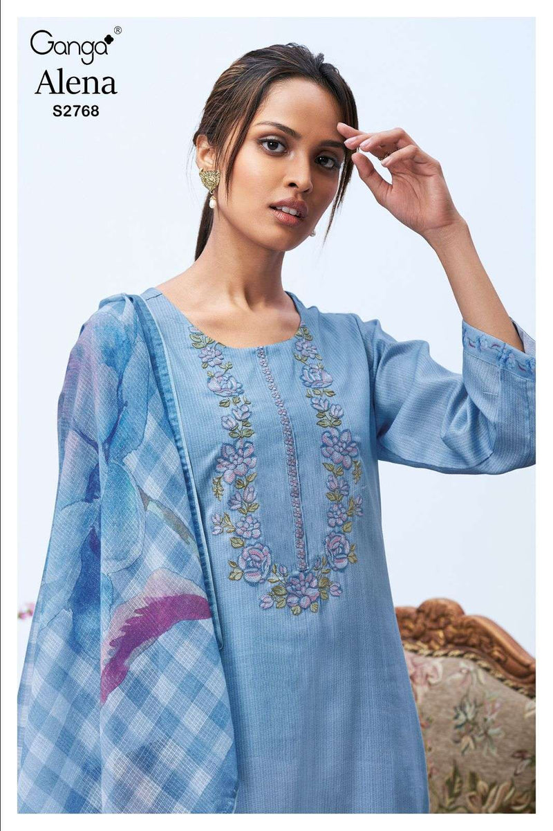 Ganga Alena 2768 Premium Cotton Embroidered Salwar Suit