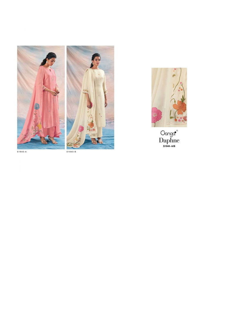 Ganga Fashion Daphne 1840 Silk Embroidery Handwork Stylish Salwar Suit