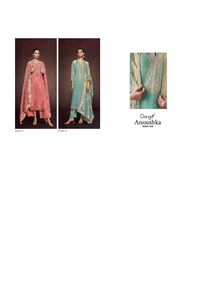 Ganga Fashion Anoushka 2825 Silk Jacquard Embroidery Handwork Salwar Suit