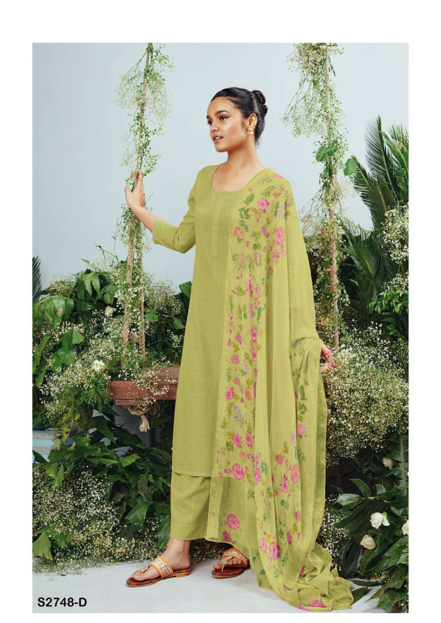 Ganga Fashion Ora 2748 Cotton Linen Solid Fancy Salwar Suit