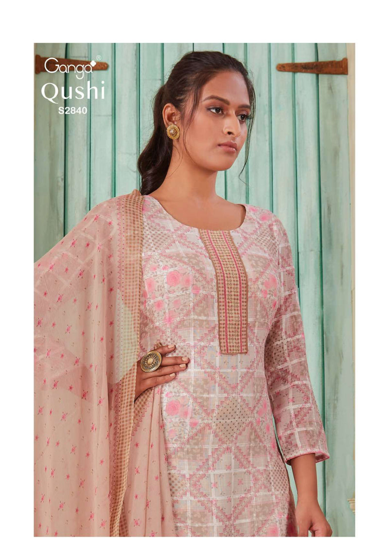 Ganga Fashion Qushi Linen Pattern Printed Daily Wear Salwar Suit