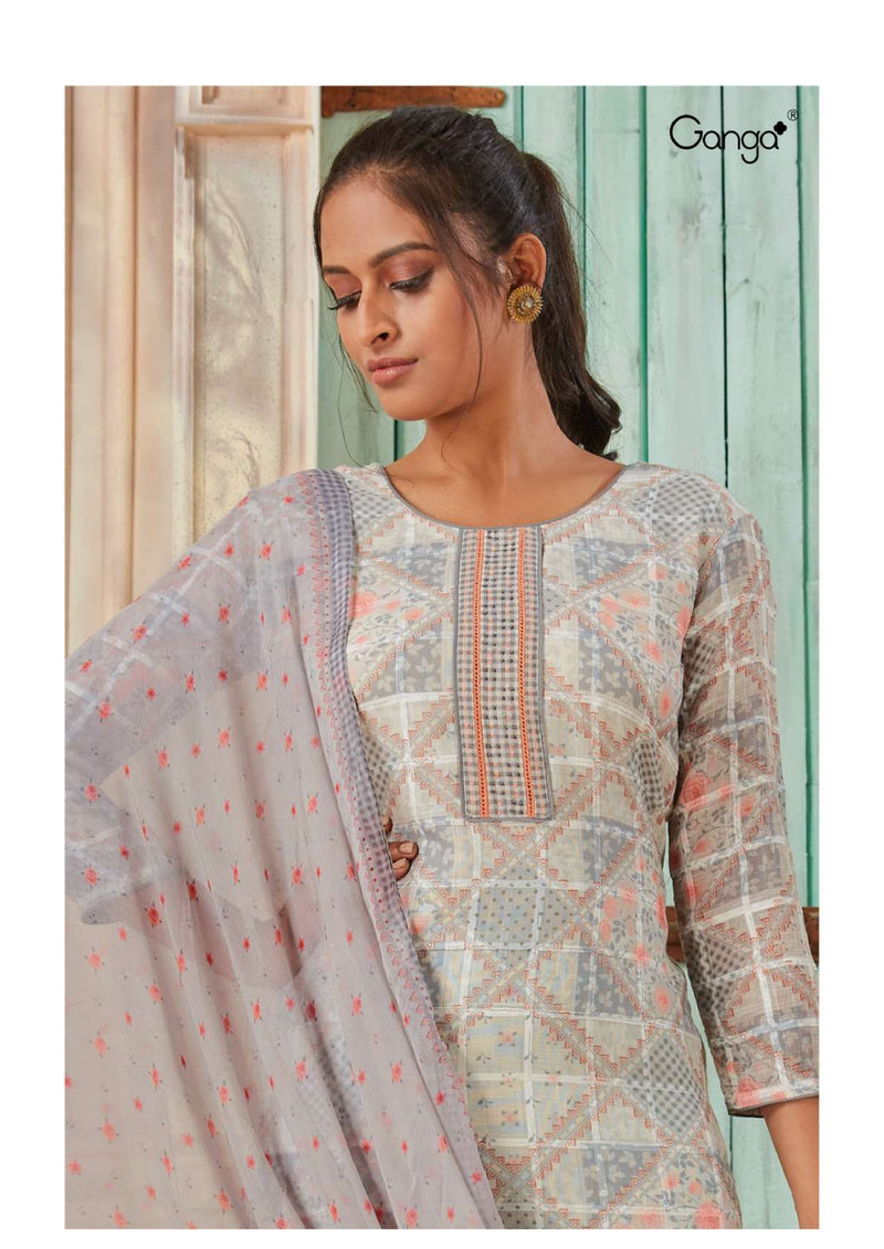 Ganga Fashion Qushi Linen Pattern Printed Daily Wear Salwar Suit